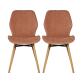 PRO LIVING Chaise Lot de 2 C. Keri marron nèfle tissu