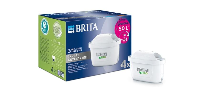 BRITA FRANCE Pack de cartouches filtrantes Pack 4 filtres à eau MAXTRA PRO- LIMESCALE EXPERT