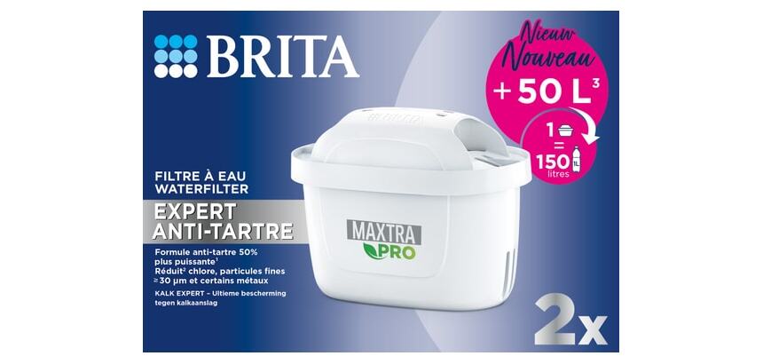 BRITA FRANCE Pack de cartouches filtrantes Pack 2 filtres à eau MAXTRA PRO- LIMESCALE EXPERT