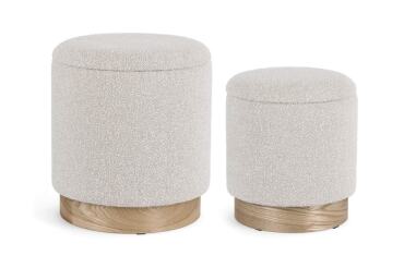 BIZZOTTO Pouf Set de 2 Poufs Zoya Coffre Gris Clair Effet Bouclé