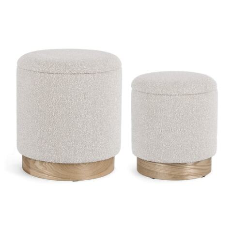 BIZZOTTO Pouf Set de 2 Poufs Zoya Coffre Gris Clair Effet Bouclé