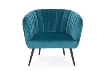 BIZZOTTO Fauteuil velours Fauteuil Avril Bleu Paon Effet Velours