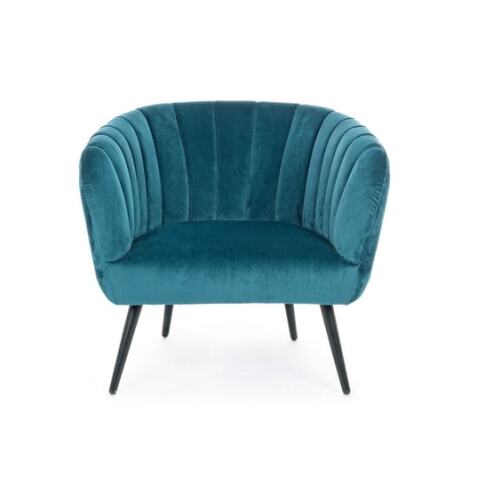 BIZZOTTO Fauteuil velours Fauteuil Avril Bleu Paon Effet Velours