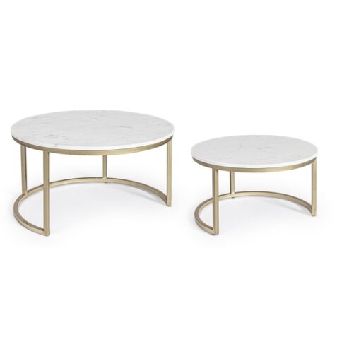 BIZZOTTO Tables gigognes Set de 2 Tables Basse Phoenix Plateau en Marbre