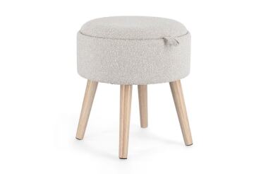 BIZZOTTO Tabouret Tabouret Coffre Zoya Gris Clair avec Plateau Bois
