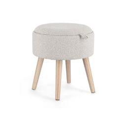BIZZOTTO Tabouret Tabouret Coffre Zoya Gris Clair avec Plateau Bois