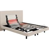 EPEDA Sommier Electrique 2 x 80 x 200 Horizon Relax 1620D + Tête de lit lin