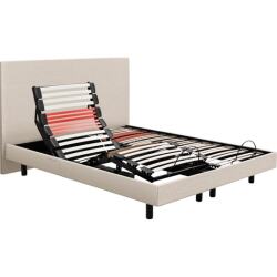 EPEDA Sommier Electrique 2 x 80 x 200 Horizon Relax 1620D + Tête de lit lin