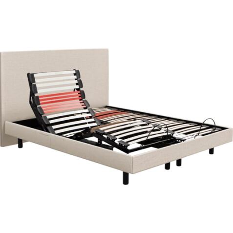 EPEDA Sommier Electrique 2 x 80 x 200 Horizon Relax 1620D + Tête de lit lin