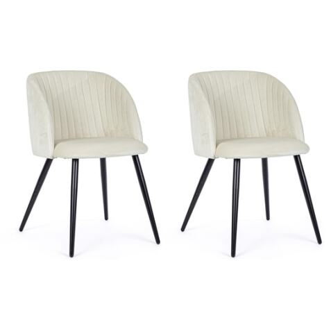 BIZZOTTO Chaise Lot de 2 chaises QUEEN VELOURS BLANC