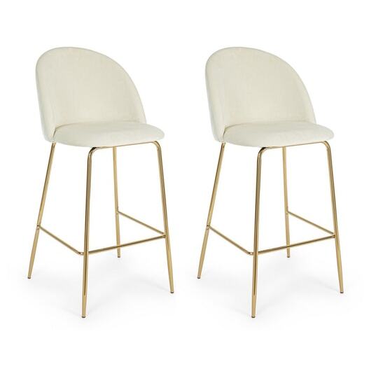 BIZZOTTO Tabouret de bar 2 Tabourets Bar Carry Velours Blanc
