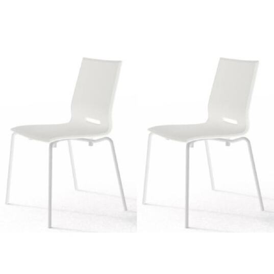 POINTHOUSE Lot 2 chaises Lot de deux chaises ELENA blanches