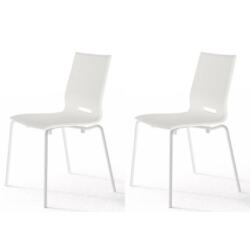 POINTHOUSE Chaise Lot de deux chaises ELENA blanches