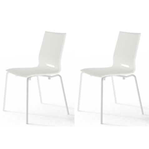 POINTHOUSE Lot 2 chaises Lot de deux chaises ELENA blanches