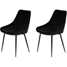 PRO LIVING Chaise Lot de 2 chaises Bari velour Noir