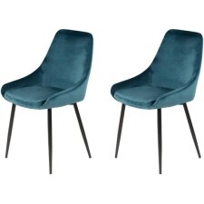 PRO LIVING Chaise Lot de 2 chaises Bari Velour Bleu