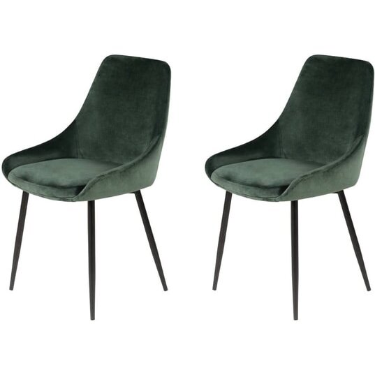 PRO LIVING Chaise Lot de 2 chaises Bari Velour Vert sapin