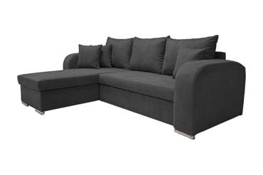 UB DESIGN Canapé lit Bari gris foncé réversible avec tiroir et coffre