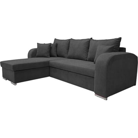 UB DESIGN Canapé lit Bari gris foncé réversible avec tiroir et coffre