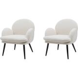 PRO LIVING Fauteuil tissu Lot de 2 Fauteuils Oreo Bouclette blanc