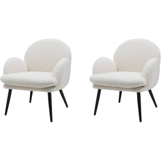 PRO LIVING Fauteuil tissu Lot de 2 Fauteuils Oreo Bouclette blanc