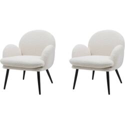 PRO LIVING Fauteuil tissu Lot de 2 F. Oreo blanc effet laine bouclette