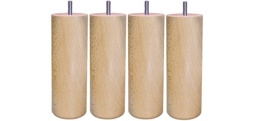 MRG Jeu de pieds Cylindre H 20 cm D 7 cm vernis naturel filetage 10 mm