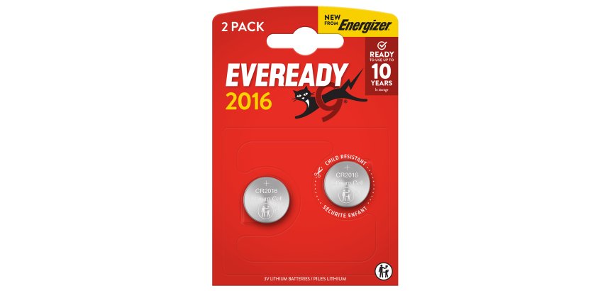 Micropila Eveready Lithium CR2016 - 3V - a pastiglia - litio - Energizer - blister 2 pezzi