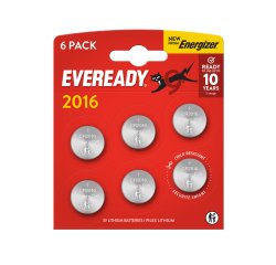 Micropila Eveready Lithium CR2016 - 3V - a pastiglia - litio - Energizer - blister 6 pezzi
