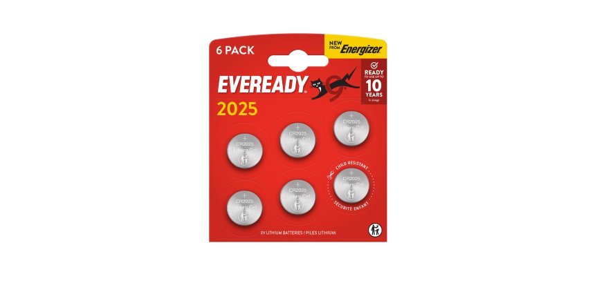 Micropila Eveready Lithium CR2025 - 3V - a pastiglia - litio - Energizer - blister 6 pezzi