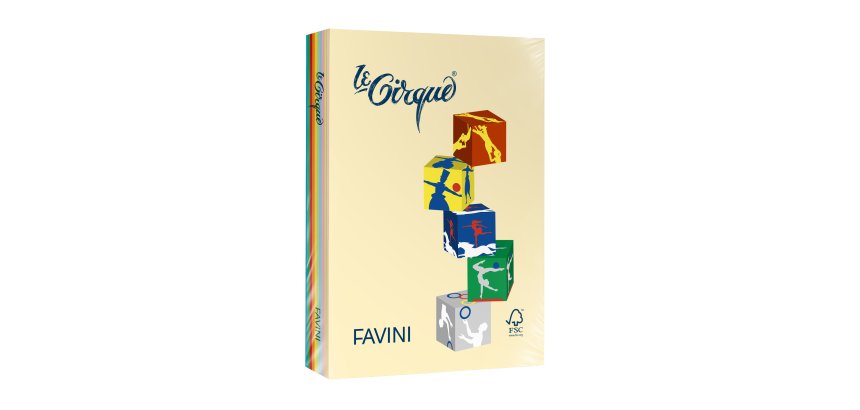 Carta Le Cirque - A4 - 80 gr - mix 5 colori tenui + mix 5 colori forti - Favini - conf. 500 fogli