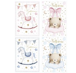 Biglietto Battesimo - con glitter - fantasie assortite - Rex Sadoch