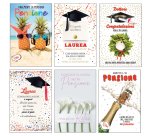 Biglietto Laurea/Pensione - con glitter - fantasie assortite - Rex Sadoch