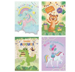 Biglietto Compleanno bambini - fantasie assortite - Rex Sadoch