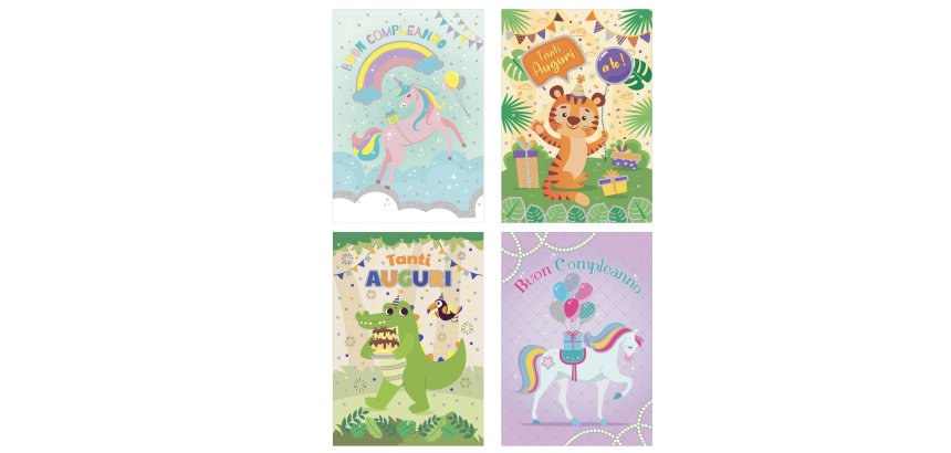 Biglietto Compleanno bambini - fantasie assortite - Rex Sadoch