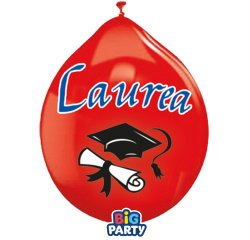 Palloncino - diametro 26 cm - lattice - Laurea - Big Party - conf. 10 pezzi