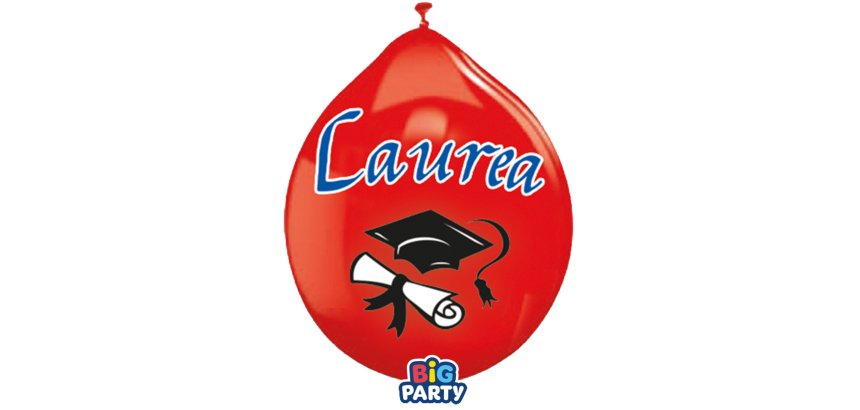 Palloncino - diametro 26 cm - lattice - Laurea - Big Party - conf. 10 pezzi