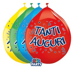 Palloncino - diametro 26 cm - lattice - Tanti auguri - conf. 10 pezzi