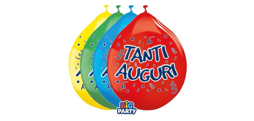 Palloncino - diametro 26 cm - lattice - Tanti auguri - conf. 10 pezzi
