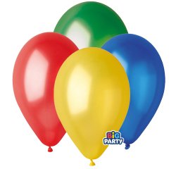 Palloncino - diametro 26 cm - lattice - metal colori assortiti - conf. 12 pezzi