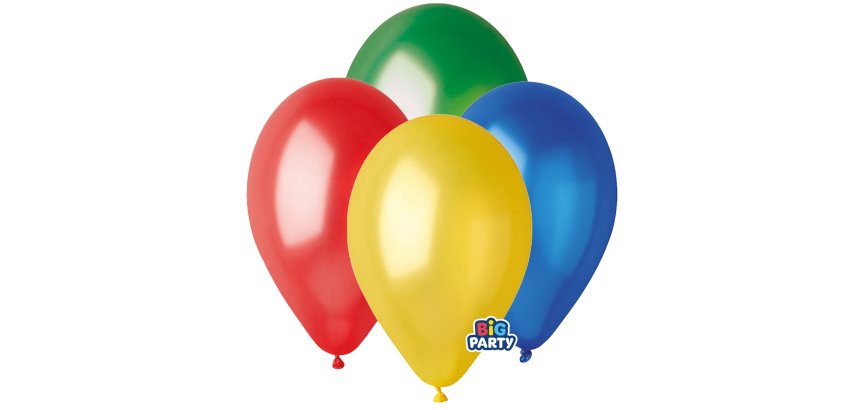 Palloncino - diametro 26 cm - lattice - metal colori assortiti - conf. 12 pezzi