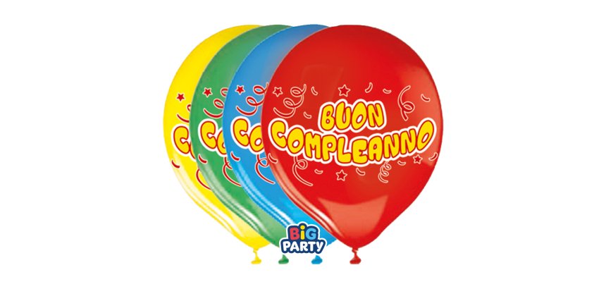 Palloncino - diametro 30 cm - lattice - Buon compleanno - conf. 8 pezzi