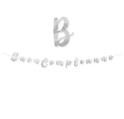 Festone Buon compleanno - in cartoncino - argento - Big Party