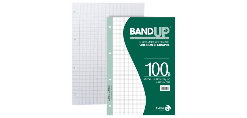 Ricambi BandUP forati rinforzati - A4 - 4mm c/margine - 100gr - BM - conf. 40 pezzi