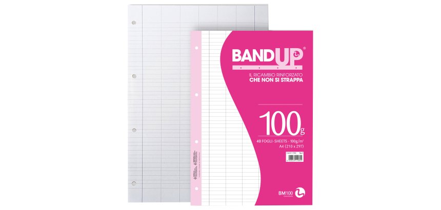 Ricambi BandUP forati rinforzati - A4 - rigo di 1a - 100gr - BM - conf. 40 pezzi