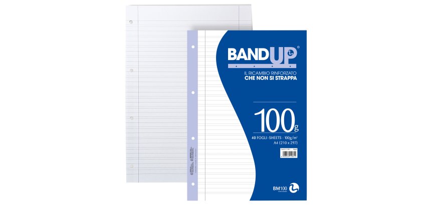 Ricambi BandUP forati rinforzati - A4 - rigo di 3a - 100gr - BM - conf. 40 pezzi