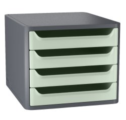 Cassettiera 1400 First - 4 cassetti - 28,8 x 34,6 x23,4 cm - grigio\verde salvia - Cep