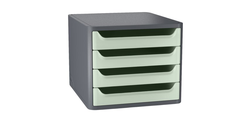 Cassettiera 1400 First - 4 cassetti - 28,8 x 34,6 x23,4 cm - grigio\verde salvia - Cep