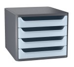 Cassettiera 1400 First - 4 cassetti - 28,8 x 34,6 x23,4 - grigio\azzurro chiaro - Cep