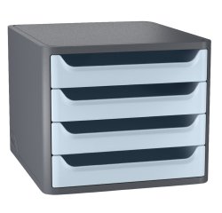 Cassettiera 1400 First - 4 cassetti - 28,8 x 34,6 x23,4 - grigio\azzurro chiaro - Cep